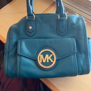 Michael Kors Turquoise long strap satchel!!